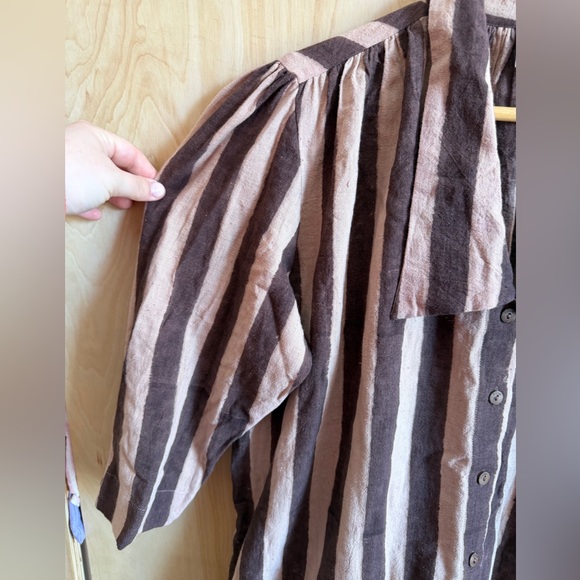 Striped Women's Top - Brown and Cream - Picture 4 of 5